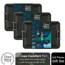Load image into Gallery viewer, Dove Men+Care Tin Clean Comfort Essentials 2Pcs Gift Set for Him with Socks