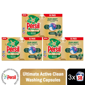 Persil XL Ultimate Washing Capsules Active Clean Stain Removal 38 Washes, 3 Pack