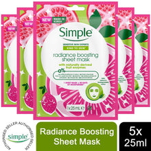 Load image into Gallery viewer, 5x of Simple Kind to Skin Moisturising &amp; Hydrating Sheet Mask with NaturalFibers