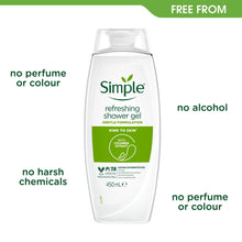 Load image into Gallery viewer, Simple Kind to Skin Refreshing Shower Gel with Gentle Formulation 450ml, 3 Pack