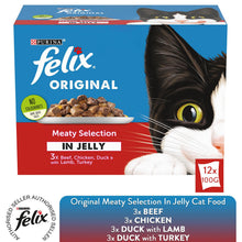 Load image into Gallery viewer, Felix Original Meaty Selection in Jelly Pouches 12 x 100g Pouches