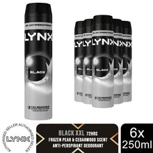 Load image into Gallery viewer, Lynx XXL Black 72H Sweat Protection Anti-Perspirant Deodorant, 6x250ml