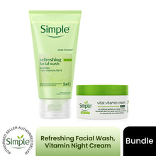 Load image into Gallery viewer, Simple Travel Facial Wash 50ml &amp; Vital Vitamin Night Cream 50ml