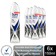 Load image into Gallery viewer, Sure Women Anti-Perspirant 72H Protection Deo Invisible Black &amp; White 150ml, 6pk