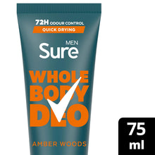 Load image into Gallery viewer, Sure Men Whole Body Deodorant Cream Amber Woods with 72H Odour Control 75ml, 6PK