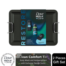 Load image into Gallery viewer, Dove Men+Care Tin Clean Comfort Essentials 2Pcs Gift Set for Him with Socks