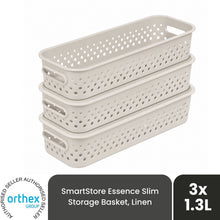 Load image into Gallery viewer, SmartStore Essence 1.3L Slim Storage Basket, Pack of 3 Organiser Boxes, in Linen