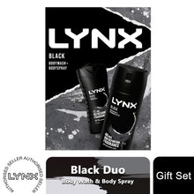 Load image into Gallery viewer, Lynx Black Body Wash 225ml &amp; Body Spray 150ml 2Pcs Gift Set for Him