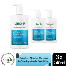 Load image into Gallery viewer, 3x Simple Facial Cleanser Purify, Repair, Hydrate, Age Resist, Smooth+ Gel,240ml