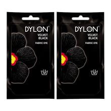 Load image into Gallery viewer, DYLON Velvet Black Hand Fabric Dye Sachet for Clothes &amp; Soft Furnishings 2Pk,50g