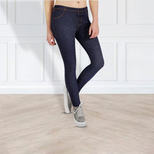 Load image into Gallery viewer, RJM Ladies Wet Look Faux Leather Leggings Blue High Waist Stretch Trousers, 4 Pk