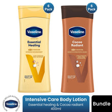 Load image into Gallery viewer, Vaseline Intensive Care Body Lotion Essential Healing &amp; Cocoa Radiant 400ml, 6Pk