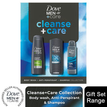 Load image into Gallery viewer, Dove Men+Care Gift Set Cleanse+Care Trio - Bodywash, Deodorant, Shampoo