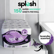 Load image into Gallery viewer, Splesh by Cusheen Toilet Roll Bulk Buy (72 Toilet Rolls) - Eco-Friendly, Soft &amp; Quilted 3-Ply Toilet Paper, Made from Sustainably Sourced Pulp - Lavender Fragrance