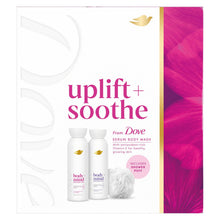 Load image into Gallery viewer, Dove Body + Mind Gift Set, Calming and Uplifting Body Washes Gift with Puff