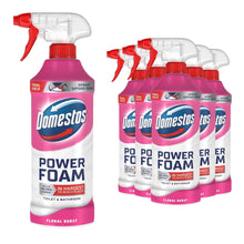Load image into Gallery viewer, Domestos Power Foam Toilet &amp; Bathroom Cleaner Spray Floral Burst 380ml, 6 Pack