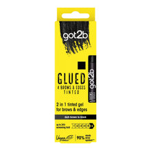 Load image into Gallery viewer, Got2b GEL Glued B&amp;E Tint Dark Brown or Black Strong Hold &amp; Flyaway 16ml, 3 Pack