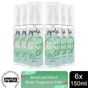 Impulse Body Fragrance Mist Balanced Mind with Pear and Jasmine Scent 150ml, 6pk