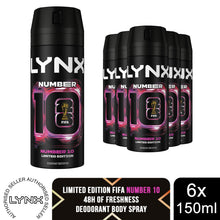 Load image into Gallery viewer, Lynx Number 10 FIFA Aerosol Body Spray Deo Citrus &amp; Watermelon Scent 150ml, 6 Pk