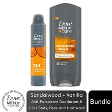Load image into Gallery viewer, Dove For Men Sandalwood and Vanilla Bundle Deodorant Spray and Body Wash