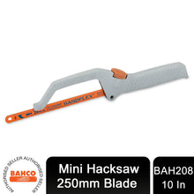 Load image into Gallery viewer, Bahco 208 Mini Hacksaw Diecast Frame with Sandflex 24TPI Bi-Metal Blade, 10 Inch