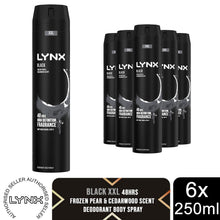 Load image into Gallery viewer, 6 Pack Lynx XXL 48H Fresh Deodorant Body Spray, Black, 250ml