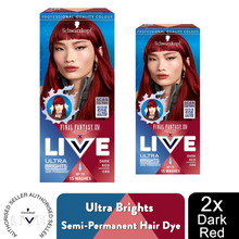 Load image into Gallery viewer, LIVE Colour Hair Dye UB088 Dark Red Permanent Intense Colour, 2 Pack