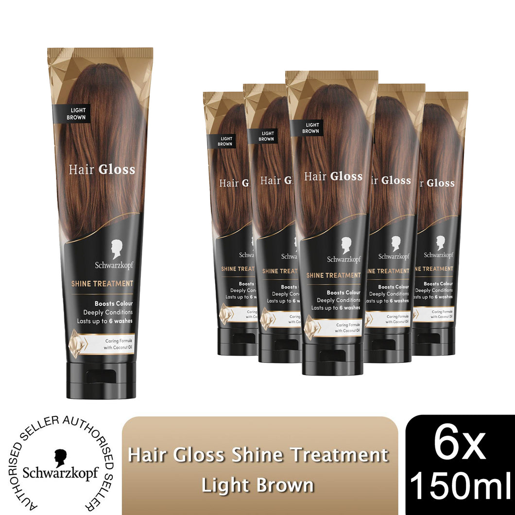 Schwarzkopf Hair Gloss Shine Treatment Light Brown 150ml, 6 Pack