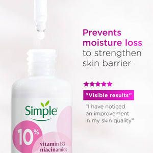 Simple 10% Niacinamide Serum 3 Pack, 30ml Each, Vitamin B3 Booster Brightening Face Serum, Helps Reduce Blemishes and Uneven Tone, Smooths Skin Texture and Restores Radiance