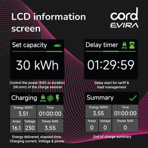 Cord EVIRA Professional 10m Portable EV Charger 2.3kW to 22kW w/ UK adaptor kit