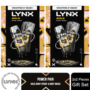 Lynx Gold Duo Gift Set , Body Wash and Deodorant with Oud and Vanilla Scent