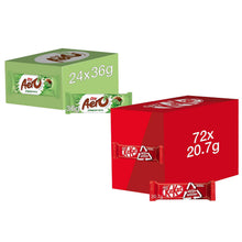 Load image into Gallery viewer, Nestle Chocolate Bar, Aero Peppermint 24x36g &amp; KitKat 2 Finger 72x20.7g