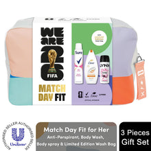 Load image into Gallery viewer, Match Day Fit for Her FIFA Gift Set,Body Wash, Anti-Perspirant, Spray+Wash Bag