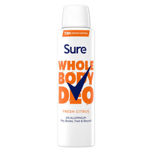 Load image into Gallery viewer, Sure Women Fresh Citrus Whole Body Deodorant Spray Aluminium Free 150ml, 3 Pack