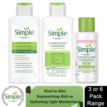 Load image into Gallery viewer, Simple Kind to Skin Hydrating Moisturiser Light or Rich 50ml/125ml, 3 or 6 Pack
