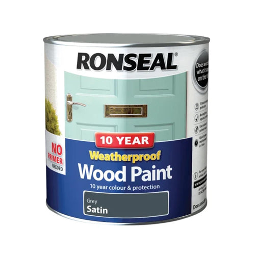 10 Year Weatherproof Wood Paint Grey Satin 2.5 litre