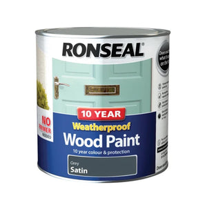 10 Year Weatherproof Wood Paint Grey Satin 2.5 litre