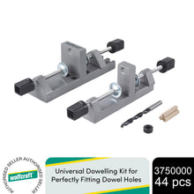 Load image into Gallery viewer, Wolfcraft Universal Dowelling Kit for Perfectly Fitting Dowel Holes, 44 pcs