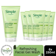 Load image into Gallery viewer, Simple Refreshing Facial Wash Gel 150ml 6Pk Kind To Skin Daily Face Cleanser