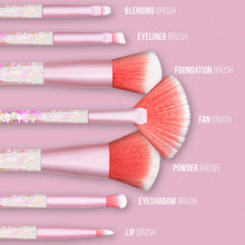 Load image into Gallery viewer, Cosmic Makeup Brush Set 7 Piece Pink Liquid Glitter Handle Beauty Collection