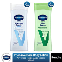 Load image into Gallery viewer, Vaseline Intensive Care Body Lotion Advanced Repair &amp; Aloe Soothe 400ml, 6Pk