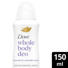 Load image into Gallery viewer, Dove Whole Body Odour Protection Deodorant Spray Lavender &amp; Camomile 150ml, 6pk