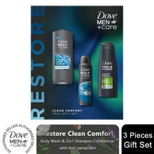Load image into Gallery viewer, Dove Men+Care Restore Clean Comfort Bath and Body 3Pcs Gift Set for Him