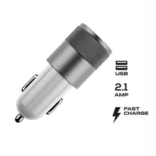 Load image into Gallery viewer, FX Powabud Car Charger 2.1A Twin USB Socket Universal Charger, Silver
