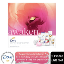 Load image into Gallery viewer, Dove Awaken Complete Collection 6 Pieces Gift Set for Her with Shower Puff