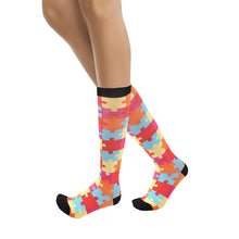 Load image into Gallery viewer, Flo Knee High Compression Socks Bright Pattern Support Travel Sports S/M or L/XL