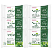 Load image into Gallery viewer, Simple Regeneration Age Resisting Cleansing Wipes, 3pk or 6pk of 20 Wipes