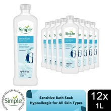 Load image into Gallery viewer, Simple Sensitive Bath Soak Hypoallergenic 1L 12-Pack Multipack