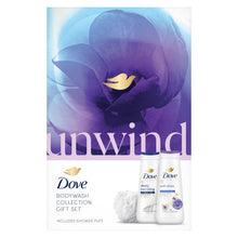 Load image into Gallery viewer, Dove Unwind Bodywash Collection 2 Pieces Gift Set for Her with Shower Puff