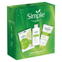 Load image into Gallery viewer, Simple Gift Set Clean &amp; Fresh Regime Face Wash Mask Moisturiser Skincare Trio